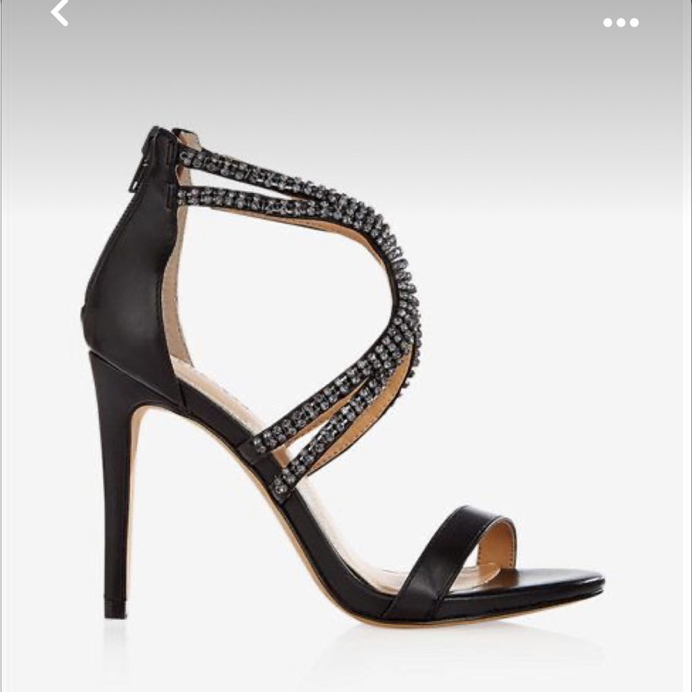 Express Black and Silver Strappy Heels - Picture 6 of 6